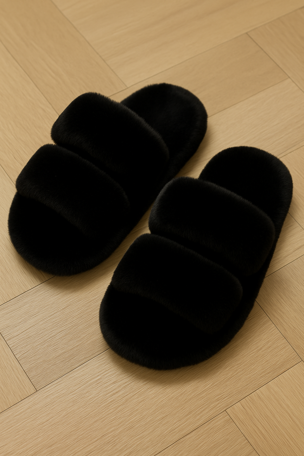 Double-Band Furry Slippers