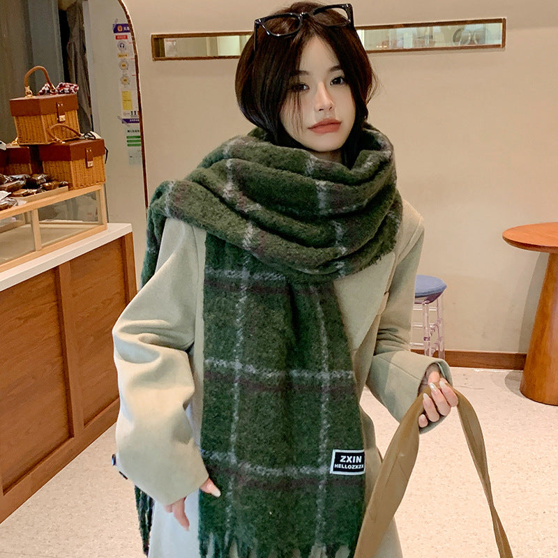 warm checkered fleece scarf for women oversized cozy winter shawl