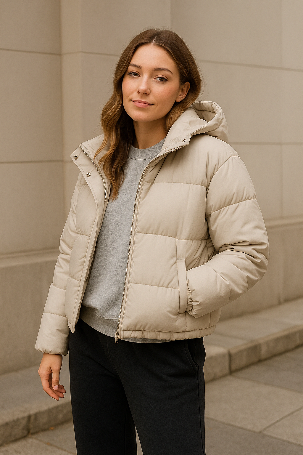 womens jade white warm puffer jacket outfit